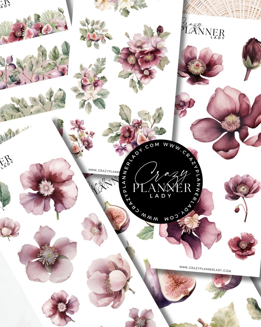 Forest Fig Sticker Set – 9 Sticker Sheets for Bujo, Scrapbooks & DIY Crafts