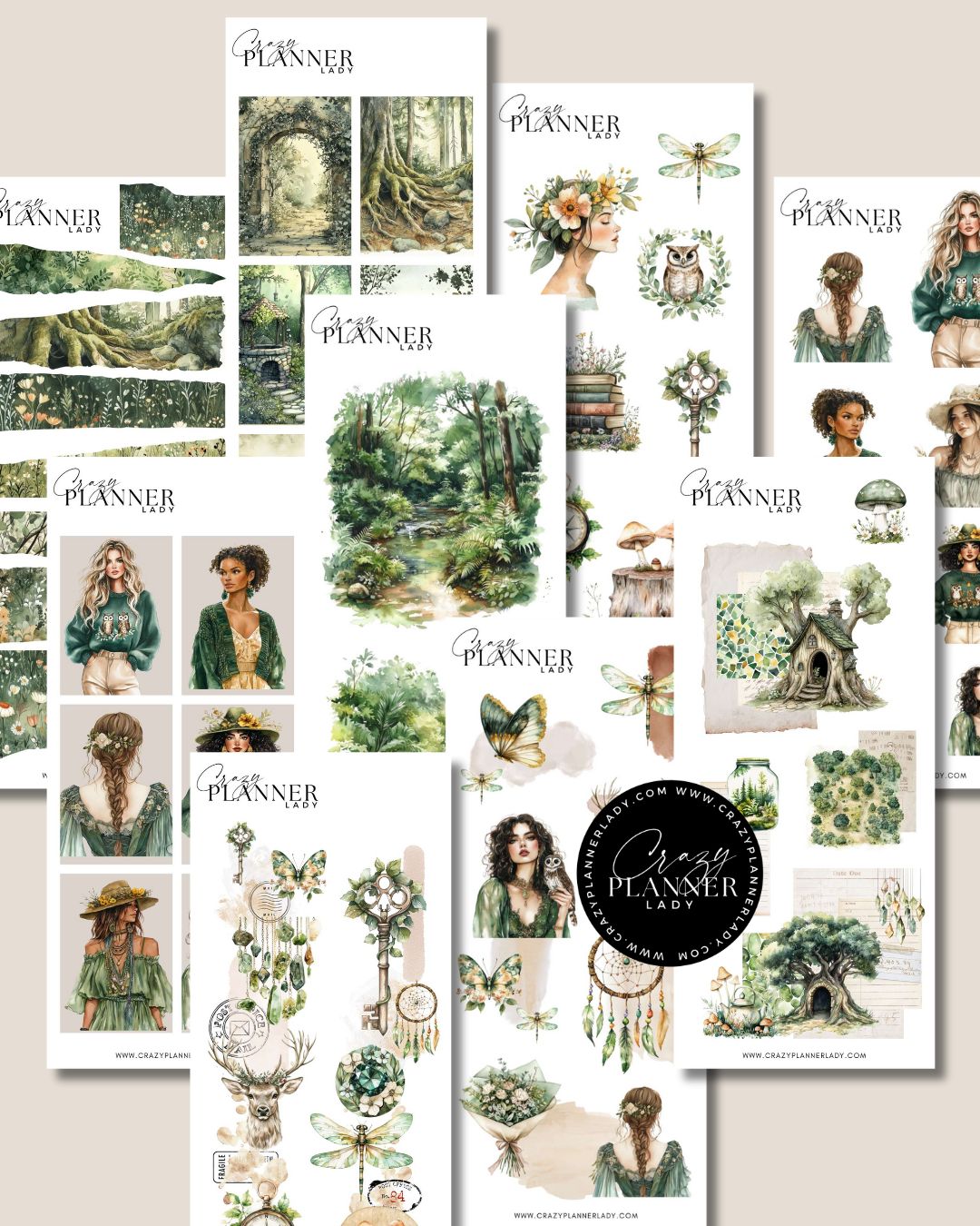 Forest Enchanted Sticker Set – 9 Sticker Sheets for Bujo, Scrapbooks & DIY Crafts