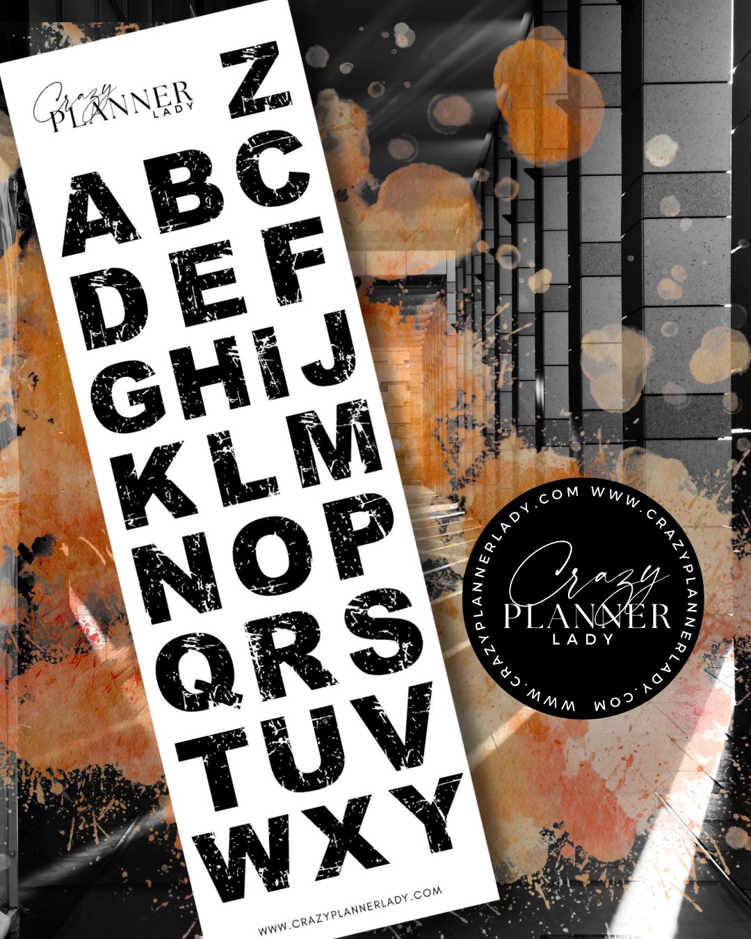 Black bold alphabet stickers for journaling, crafts, and planners.