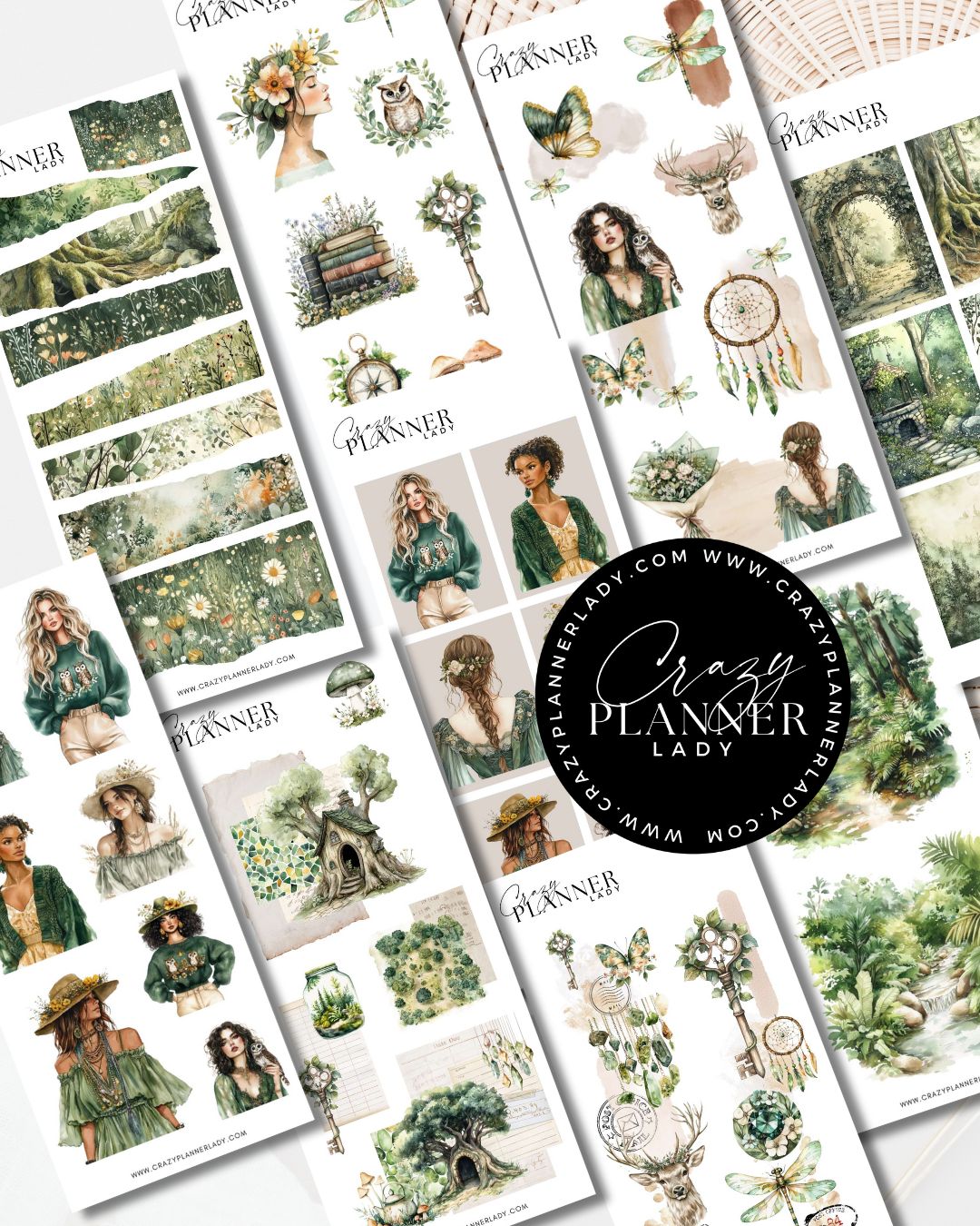 Forest Enchanted Sticker Set – 9 Sticker Sheets for Bujo, Scrapbooks & DIY Crafts