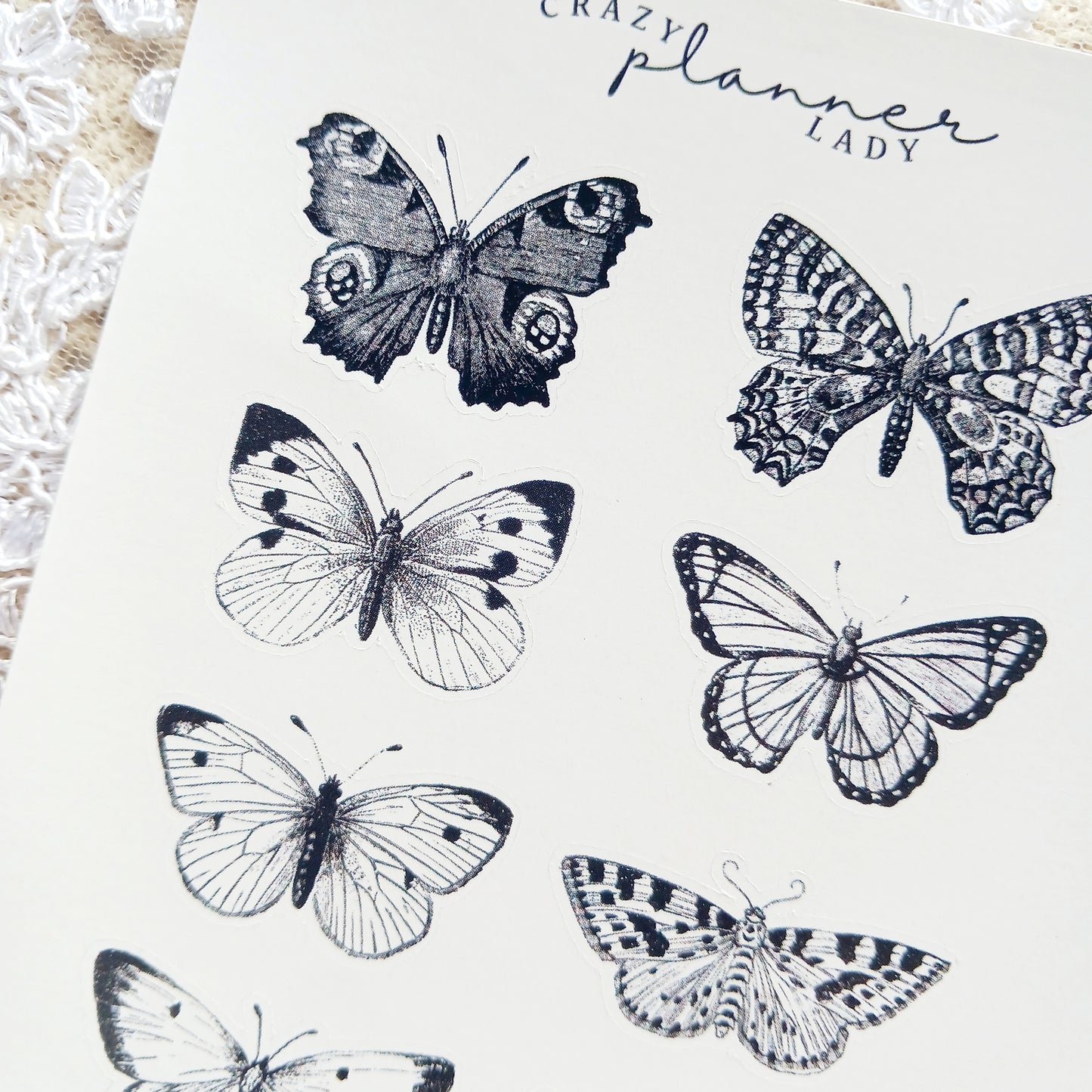 Vintage Butterflies Black and white