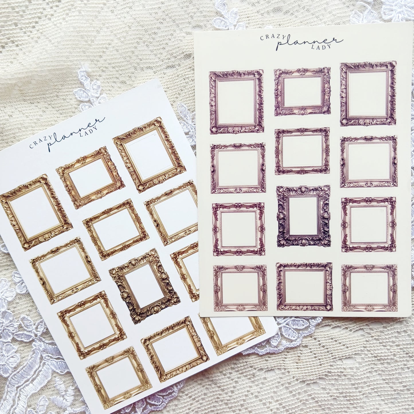 Sticker sheet - Vinage Golden Square Frames