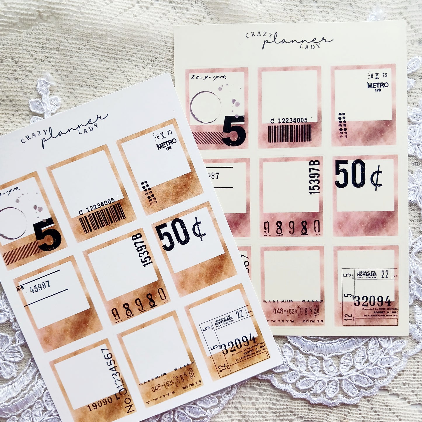 Aesthetic Sticker sheet - Vintage Polaroids