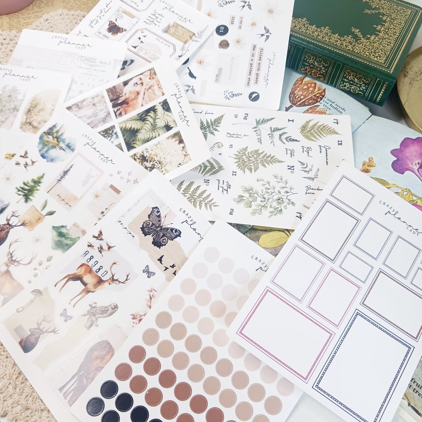 Stickers Set - Vintage Nature ( Set of 10 sheets )