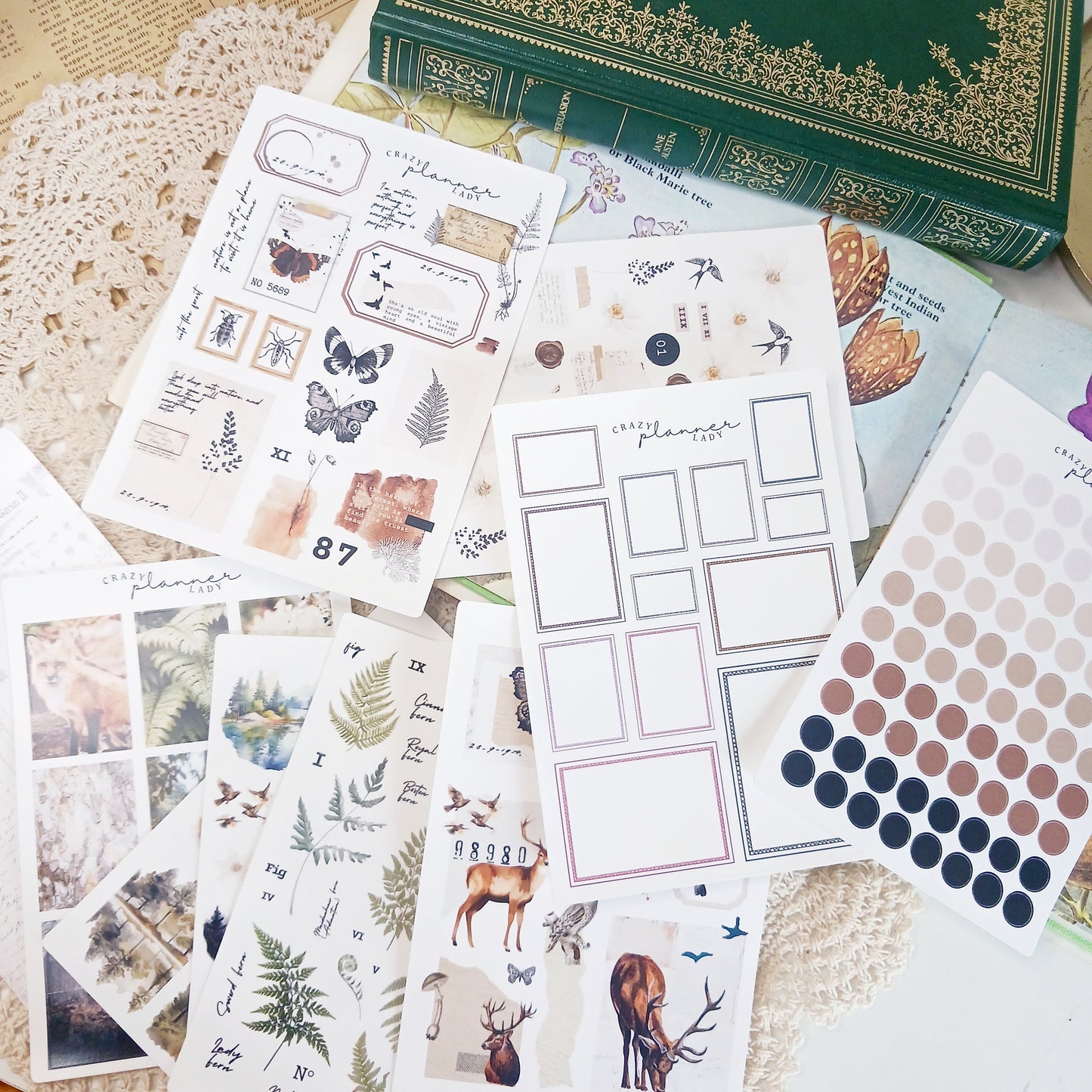 Stickers Set - Vintage Nature ( Set of 10 sheets )
