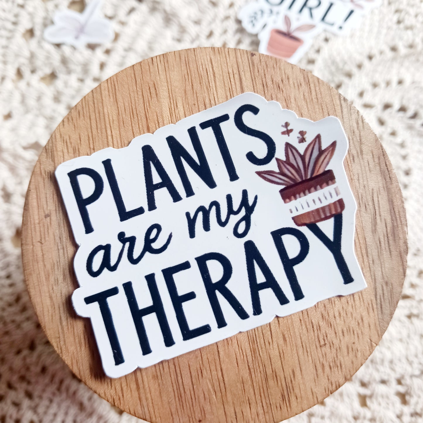 Waterproof Die-Cut Sticker - "Plants Are My Therapy" for Plant Parents