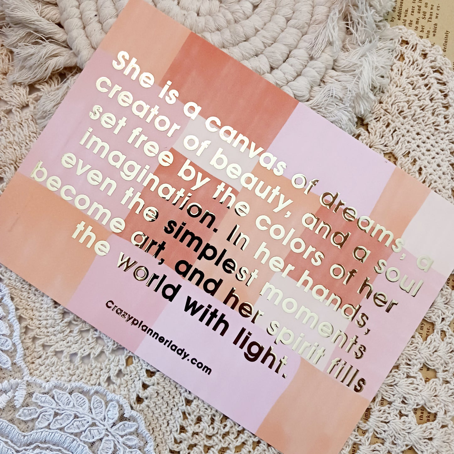 Velvety Foiled Quote Card
