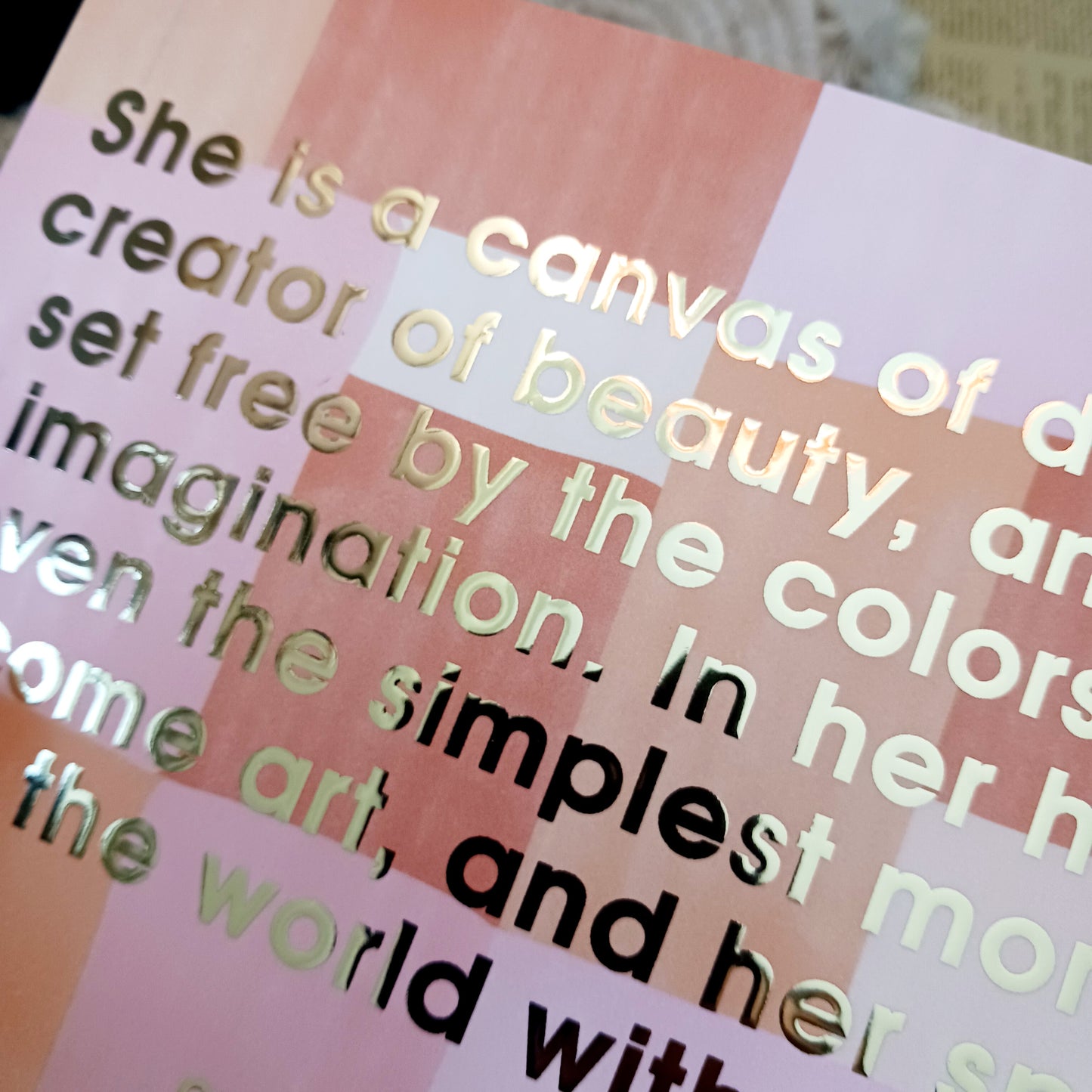 Velvety Foiled Quote Card