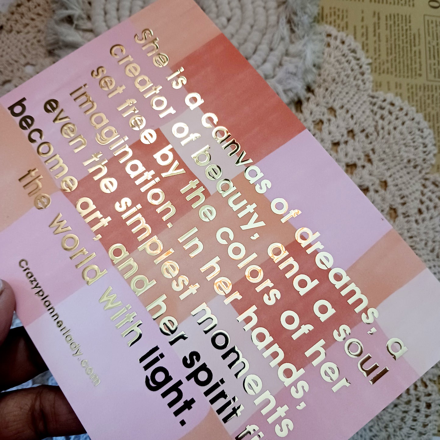 Velvety Foiled Quote Card