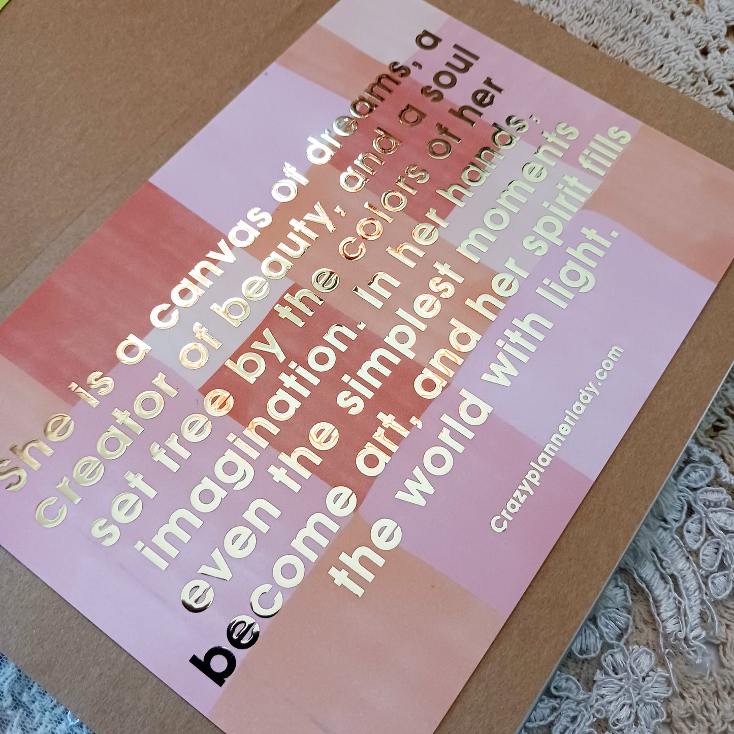 Velvety Foiled Quote Card