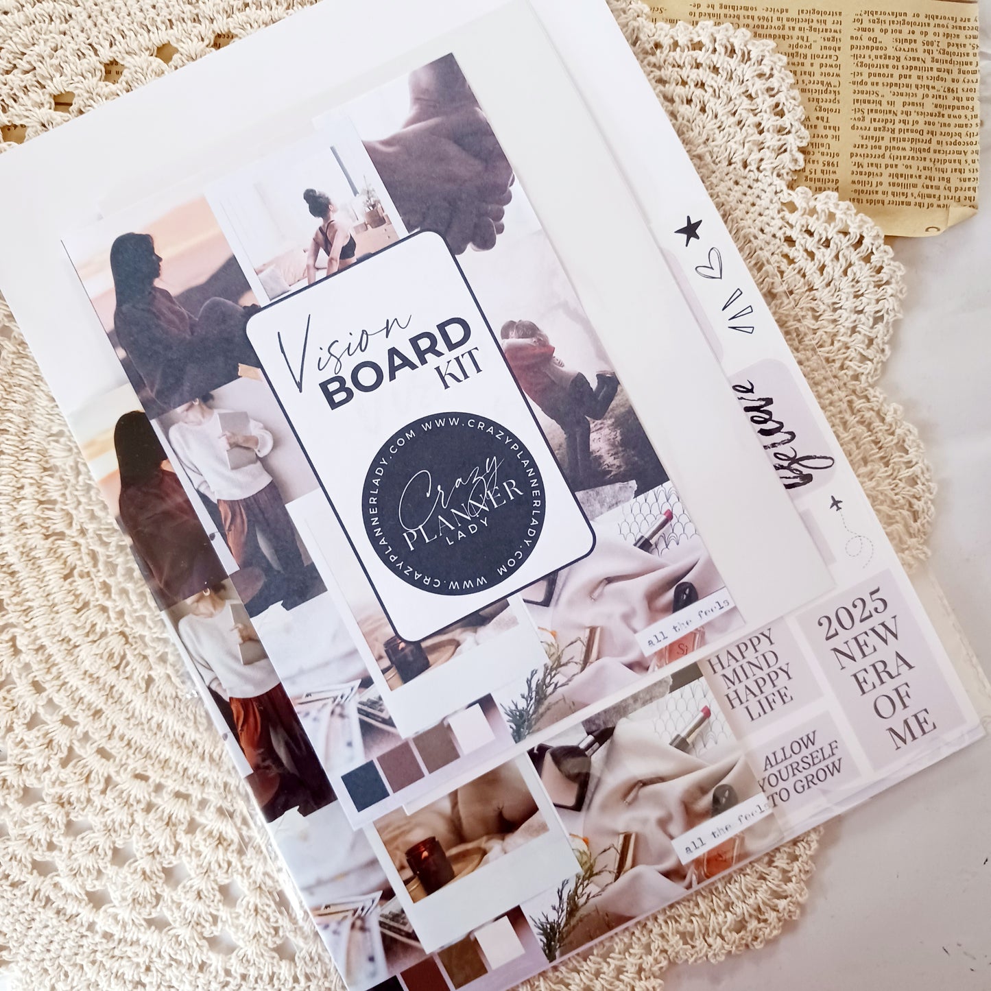 Fresh Start - Vision Board Kit for 2025 | Goal Setting & Manifestation Planner Kit | Aesthetic Journal Stickers
