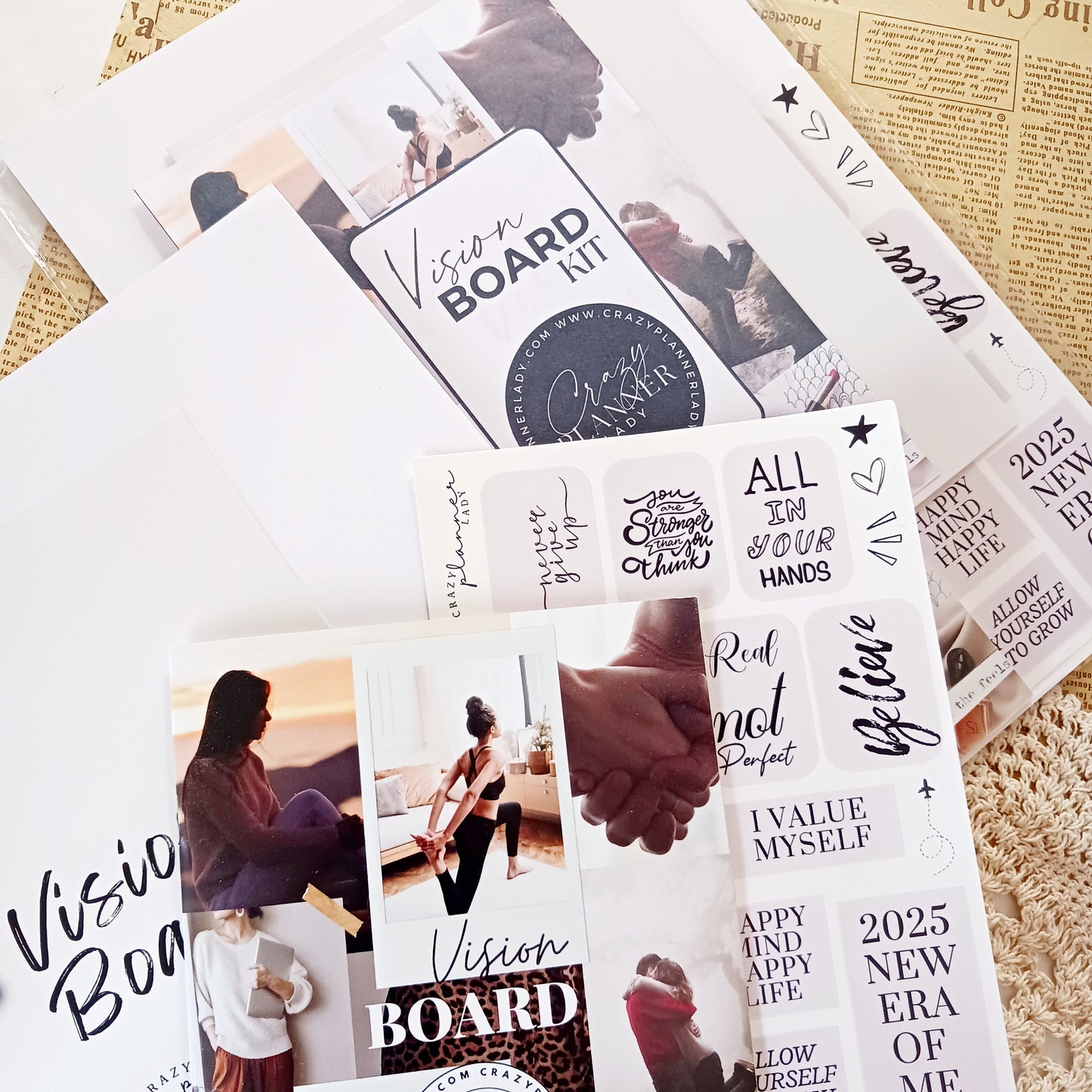 Fresh Start - Vision Board Kit for 2025 | Goal Setting & Manifestation Planner Kit | Aesthetic Journal Stickers
