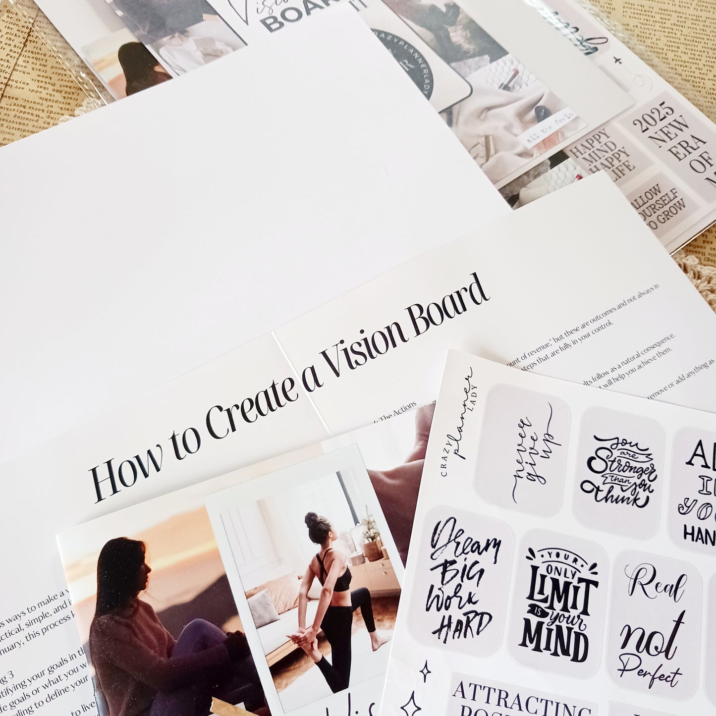 Fresh Start - Vision Board Kit for 2025 | Goal Setting & Manifestation Planner Kit | Aesthetic Journal Stickers