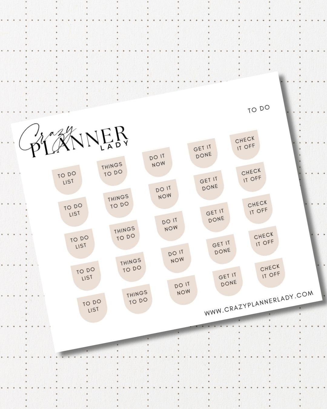 Minimal Planner Stickers – to do arch Scripts | Neutral Functional Stickers | 3x3.5” Matte Sheet