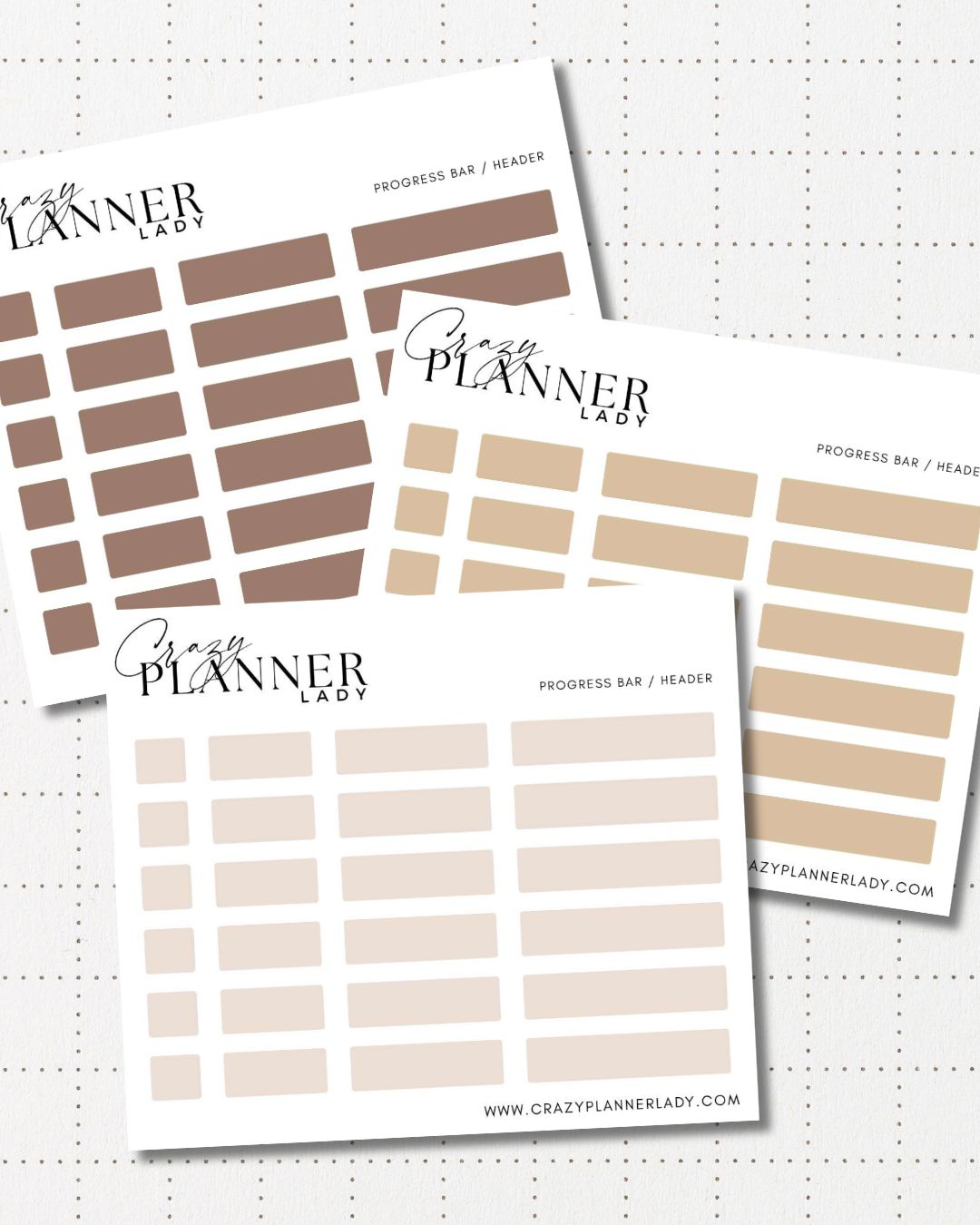 Minimal Planner Stickers – Progress Bars | Neutral Functional Stickers | 3x3.5” Matte Sheet