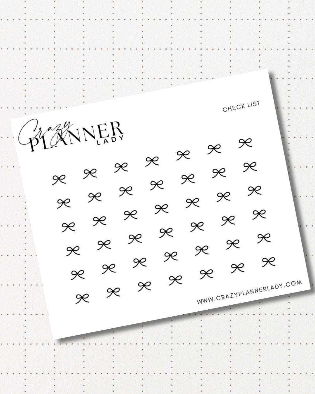 Minimal Planner Stickers – Bow icon | Neutral Functional Stickers | 3x3.5” Matte Sheet