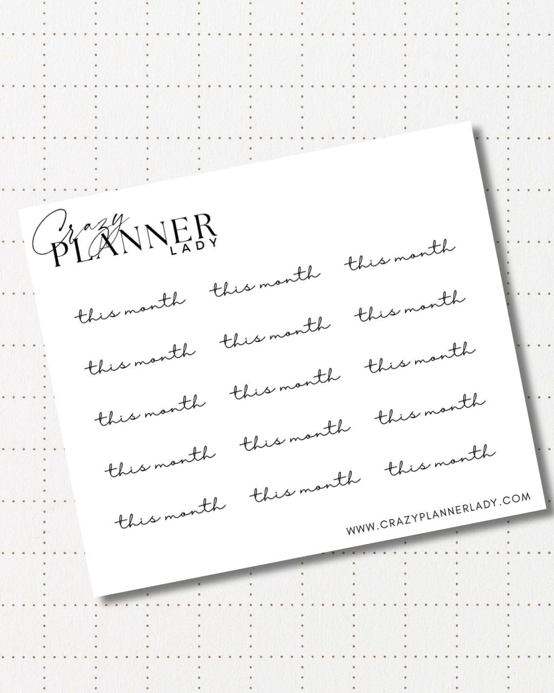 Minimal Planner Stickers – This month | Neutral Functional Stickers | 3x3.5” Matte Sheet