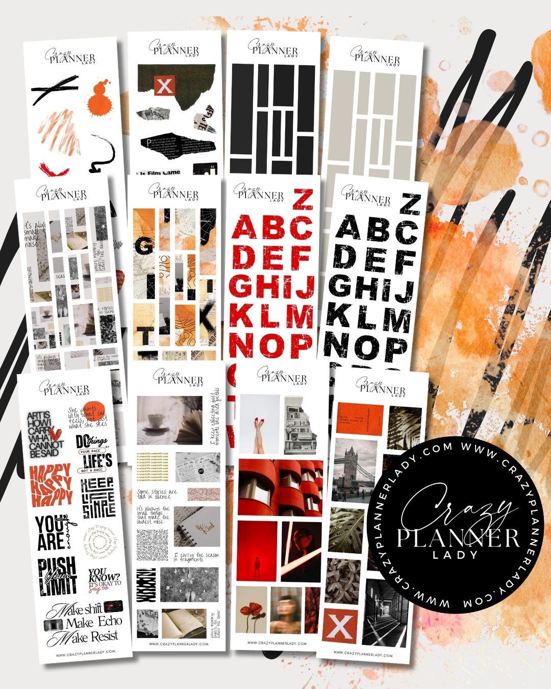 Autumn sticker bundle of 12 sheets for journaling, scrapbooking, and planners.