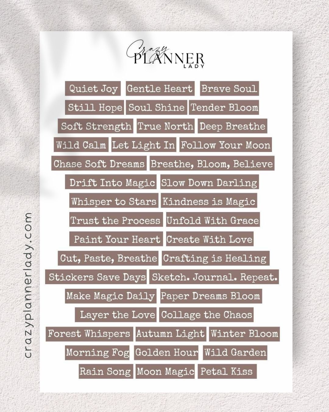 Neutral minimalist sticker sheet in beige, black, and soft tones – ideal for bullet journaling, creative planning, and aesthetic journaling setups.