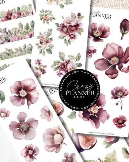 Forest Fig Sticker Set – 9 Sticker Sheets for Bujo, Scrapbooks & DIY Crafts