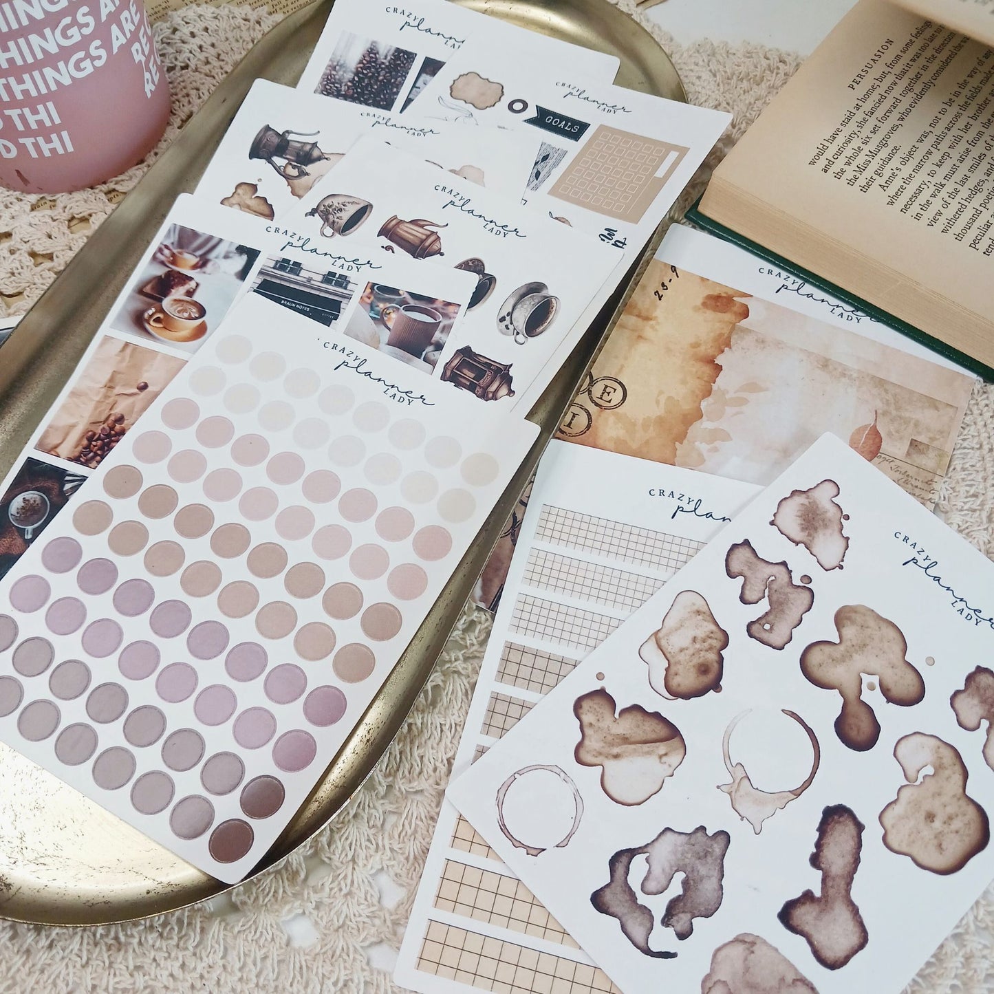 Stickers Set - Vintage Coffee ( Set of 10 sheets )