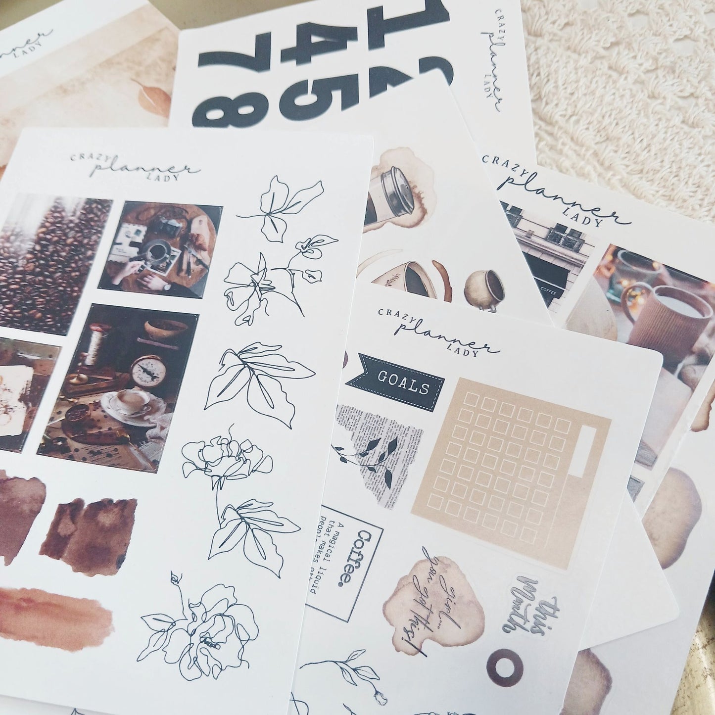 Stickers Set - Vintage Coffee ( Set of 10 sheets )