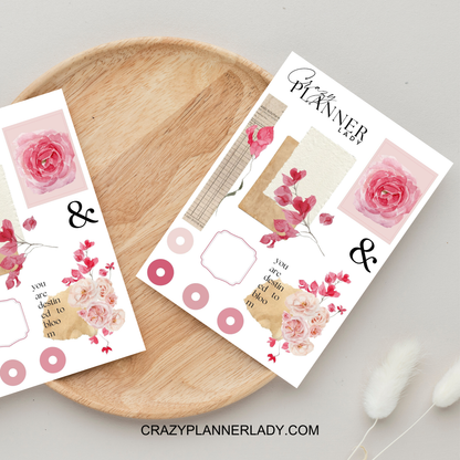 Travel Journal Stickers – Tropical Pink Adventure Theme for Scrapbooking