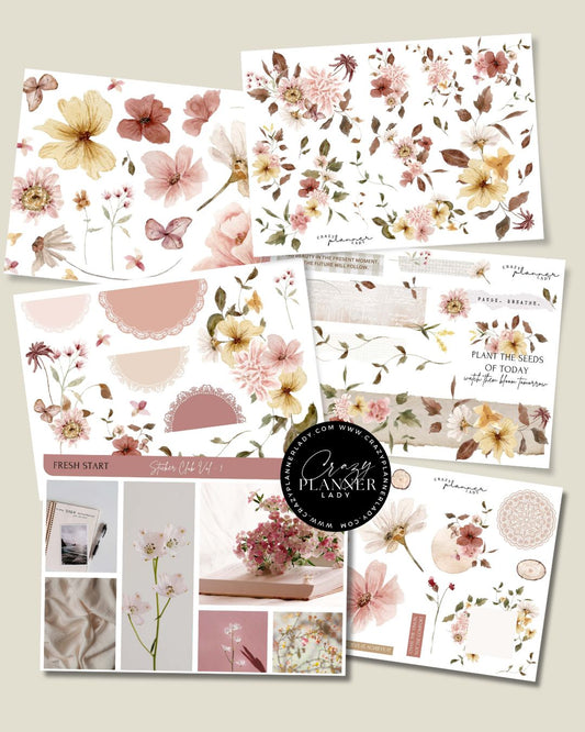 Fresh Start Sticker Set – 6 Sticker Sheets for Bujo, Scrapbooks & DIY Crafts