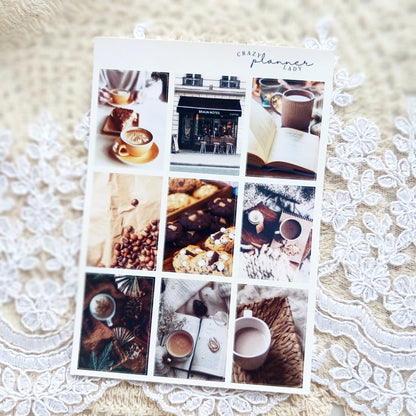 Aesthetic Coffee Photos Sticker Sheet