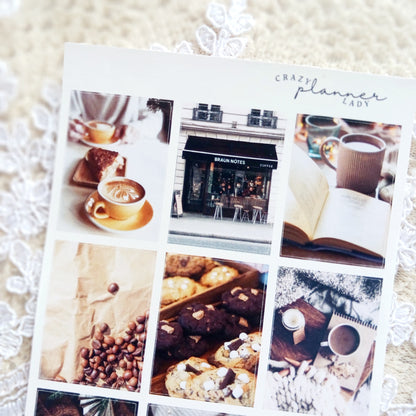 Aesthetic Coffee Photos Sticker Sheet