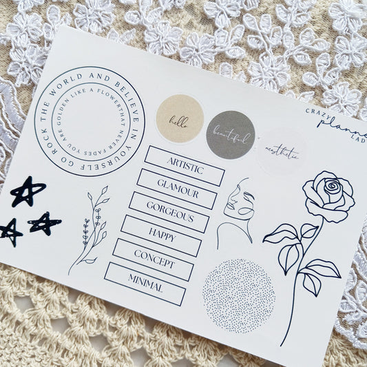Minimal Aesthetics Sticker sheet