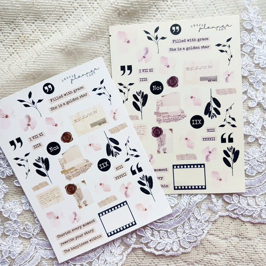 Sticker sheet - Vintage stamps and element
