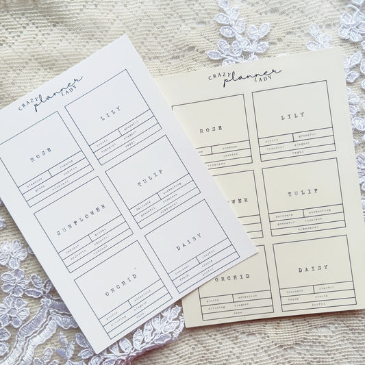 Sticker sheet - Minimal Floral Names