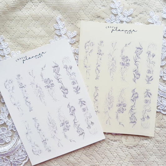 Sticker sheet - Minimal Floral Borders