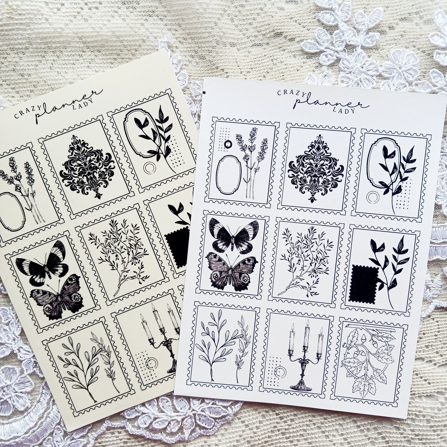 Aesthetic Sticker sheet - Vintage Minimal  Postage Stamps
