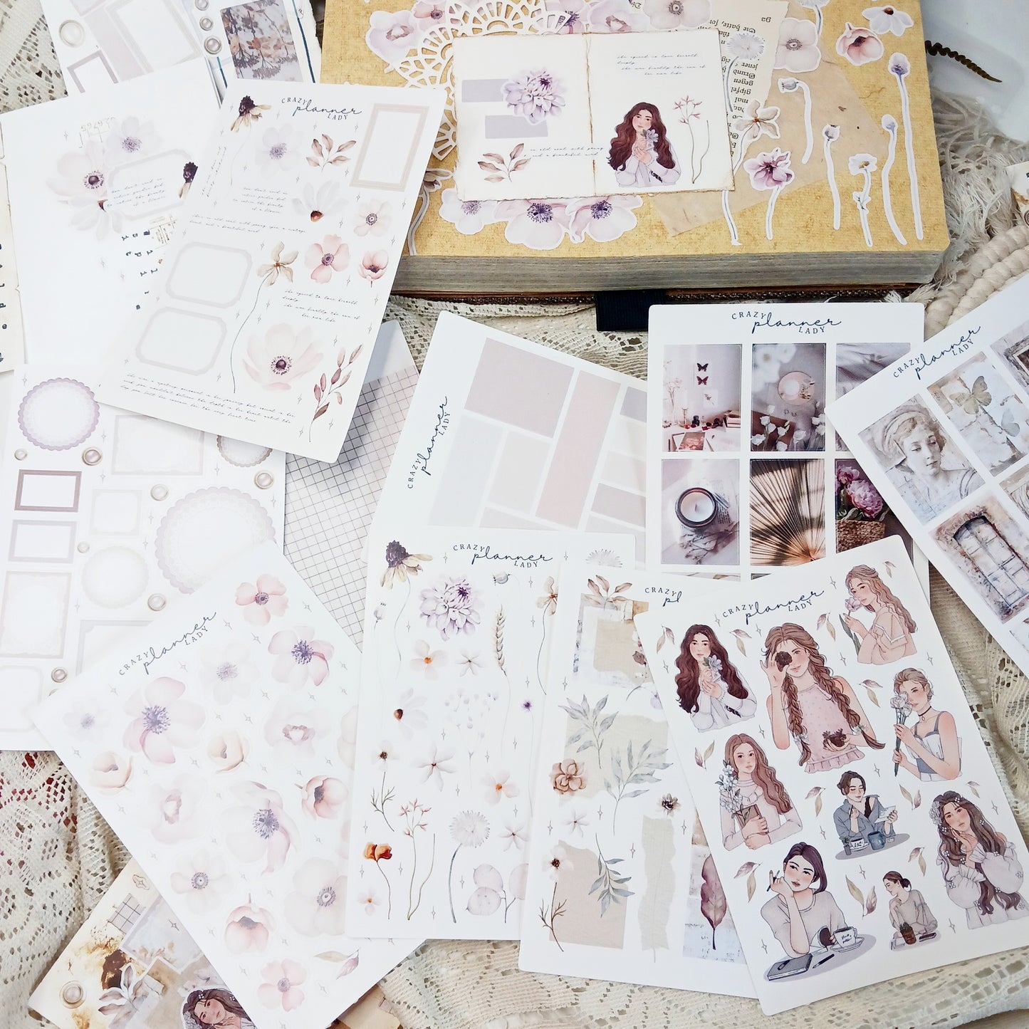 Stickers Set - Floral meadow ( Set of 10 sheets )
