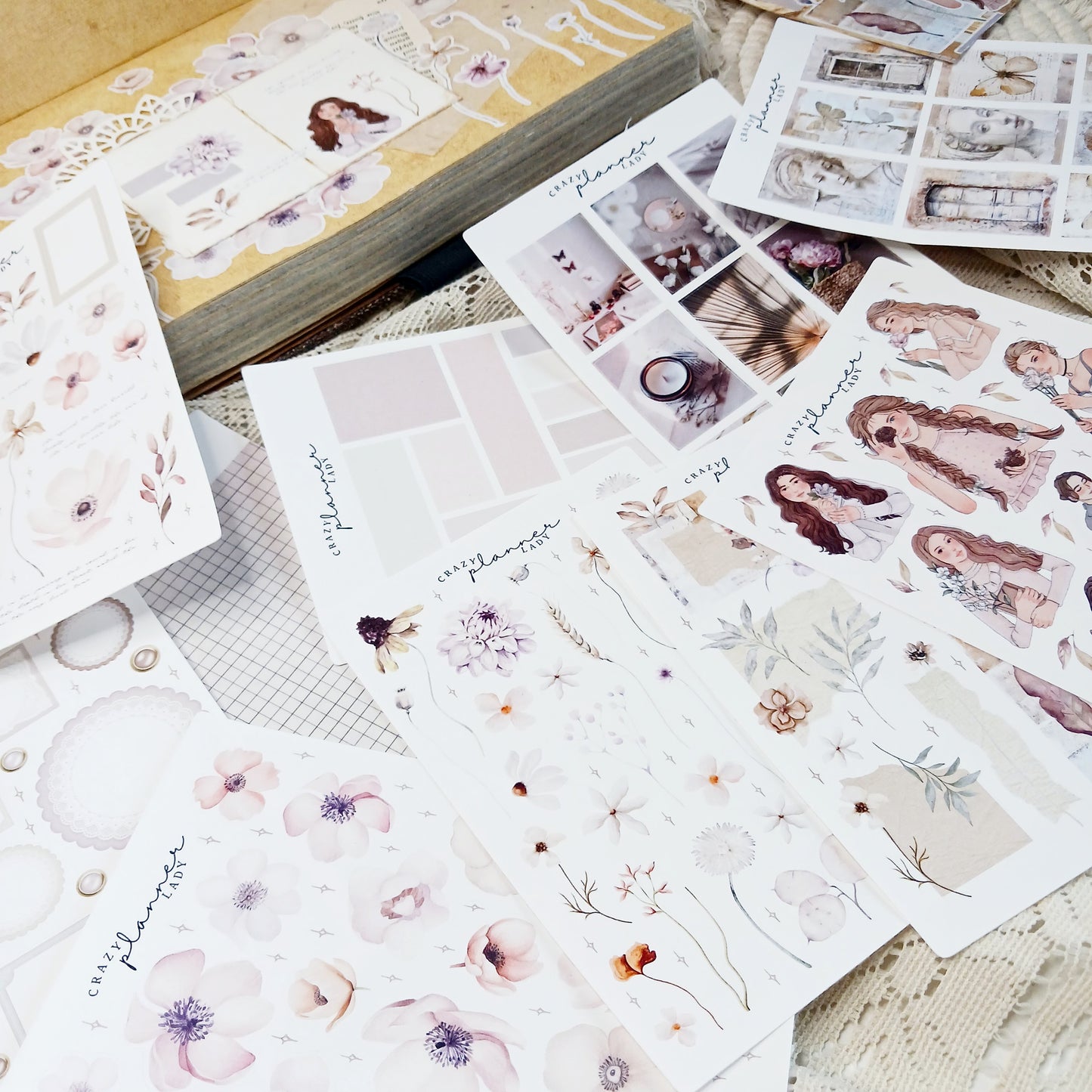 Stickers Set - Floral meadow ( Set of 10 sheets )
