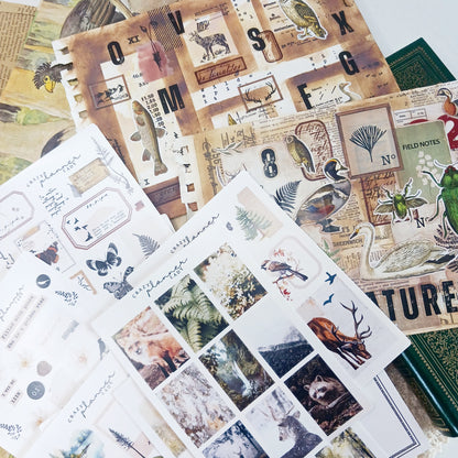 Stickers Set - Vintage Nature ( Set of 10 sheets )