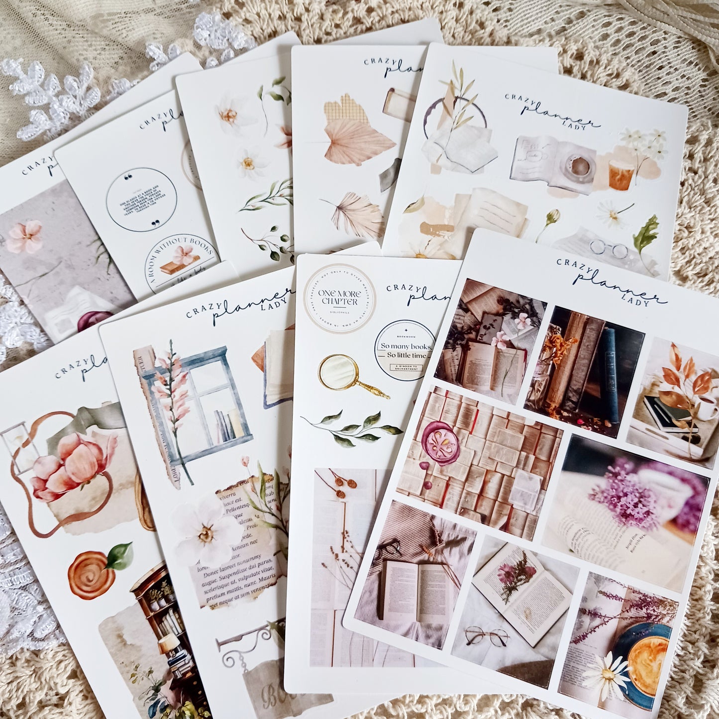 Stickers Set - Bookish Library ( Set of 10 sheets )
