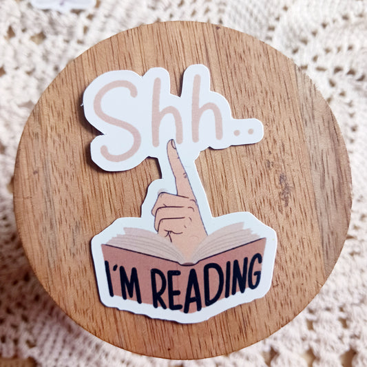 Waterproof Die-Cut Sticker - "Shh... I'm Reading" for Bookworms