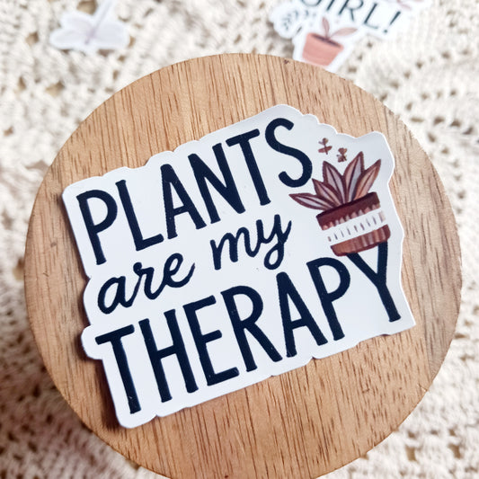 Waterproof Die-Cut Sticker - "Plants Are My Therapy" for Plant Parents