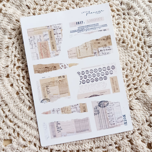Vintage papers Sticker Sheet for Journaling & Scrapbooking
