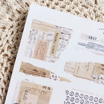 Vintage papers Sticker Sheet for Journaling & Scrapbooking