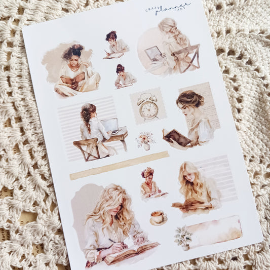 Cozy Work Sticker Sheet - Matte Finish for Journaling & Planners