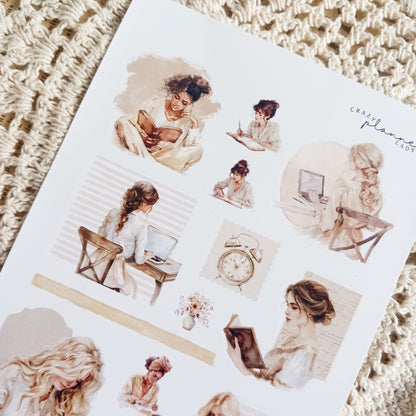 Cozy Work Sticker Sheet - Matte Finish for Journaling & Planners