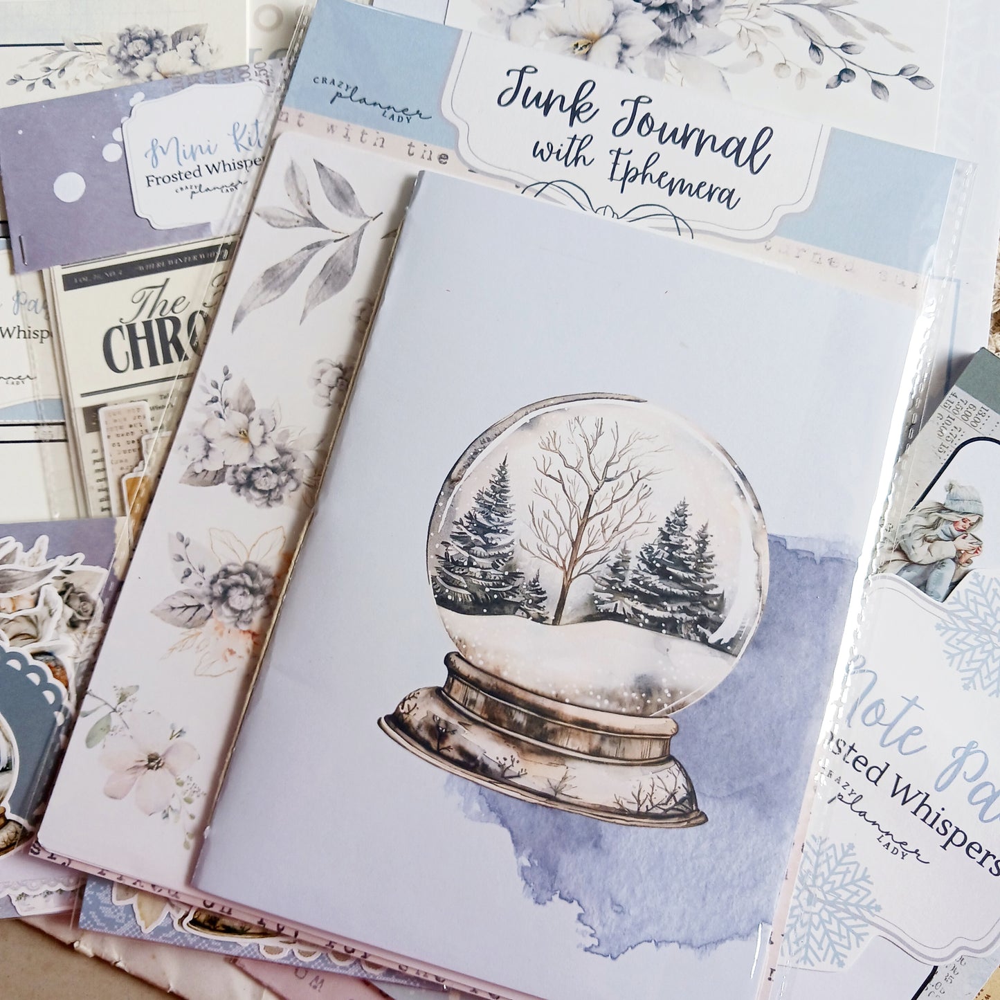 Junk Journal and Ephemera Set - Frosted Whispers
