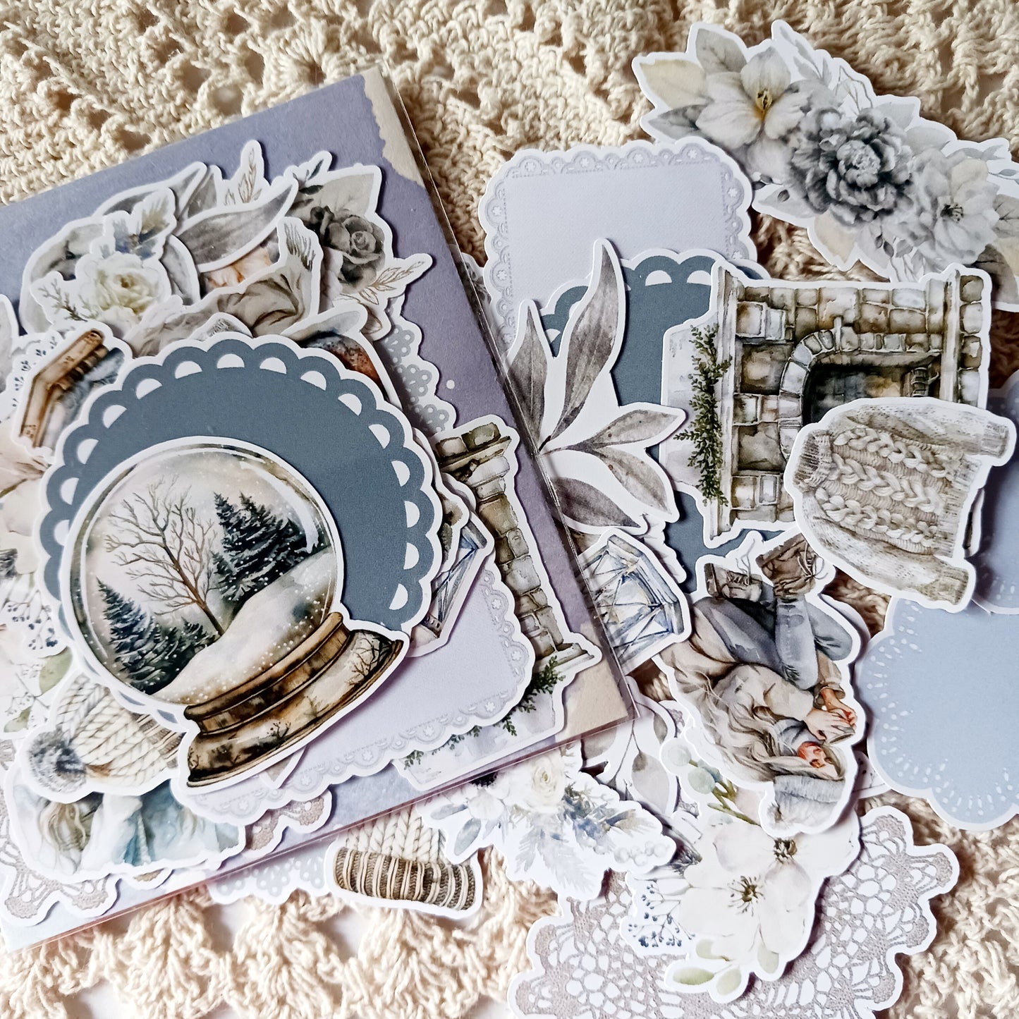 Sticker Flakes and Die Cuts - Frosted Whispers
