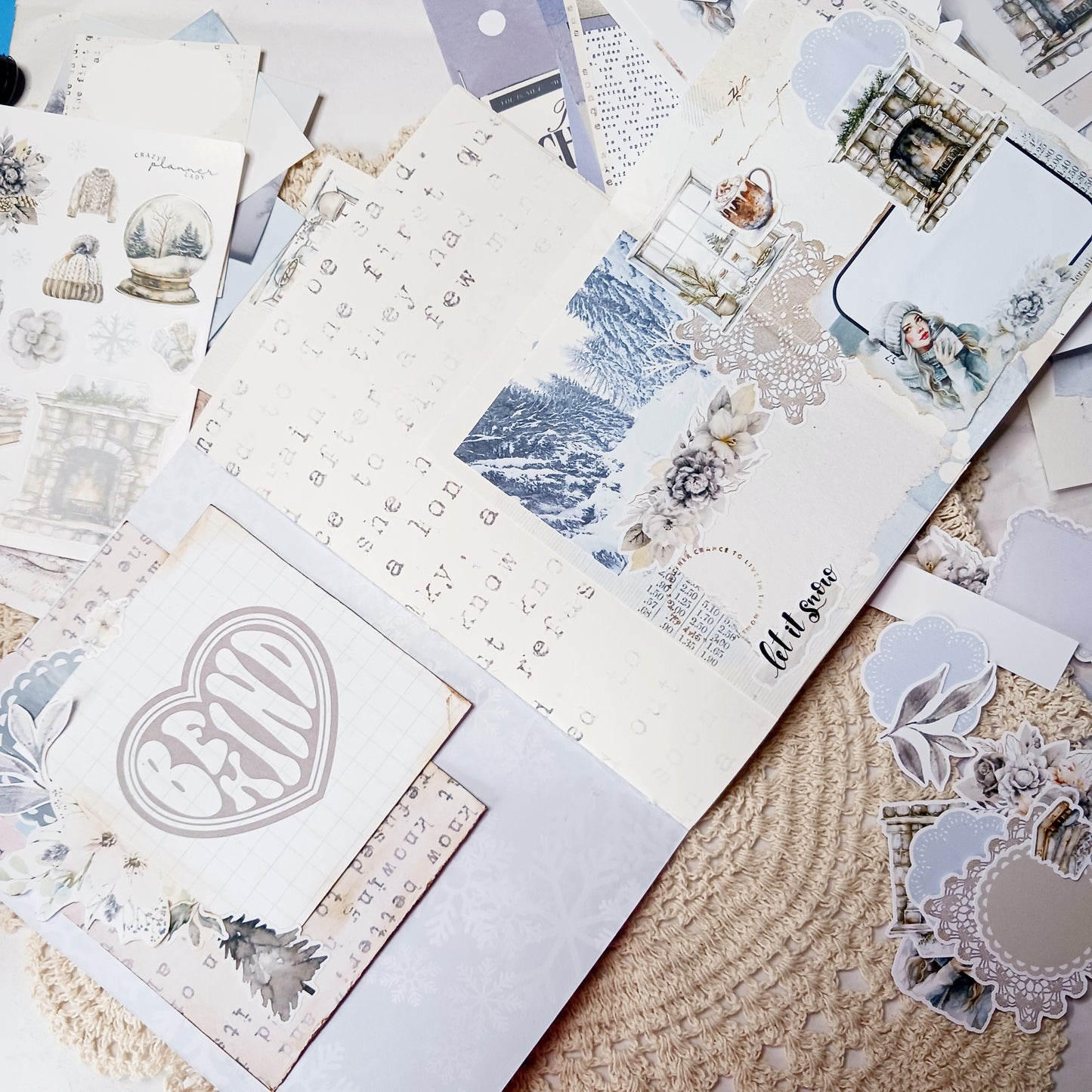 Junk Journal and Ephemera Set - Frosted Whispers