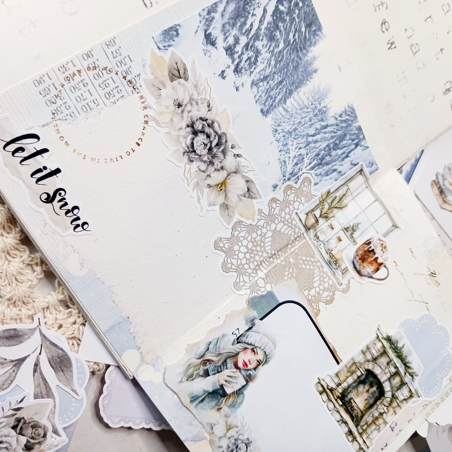 Junk Journal and Ephemera Set - Frosted Whispers