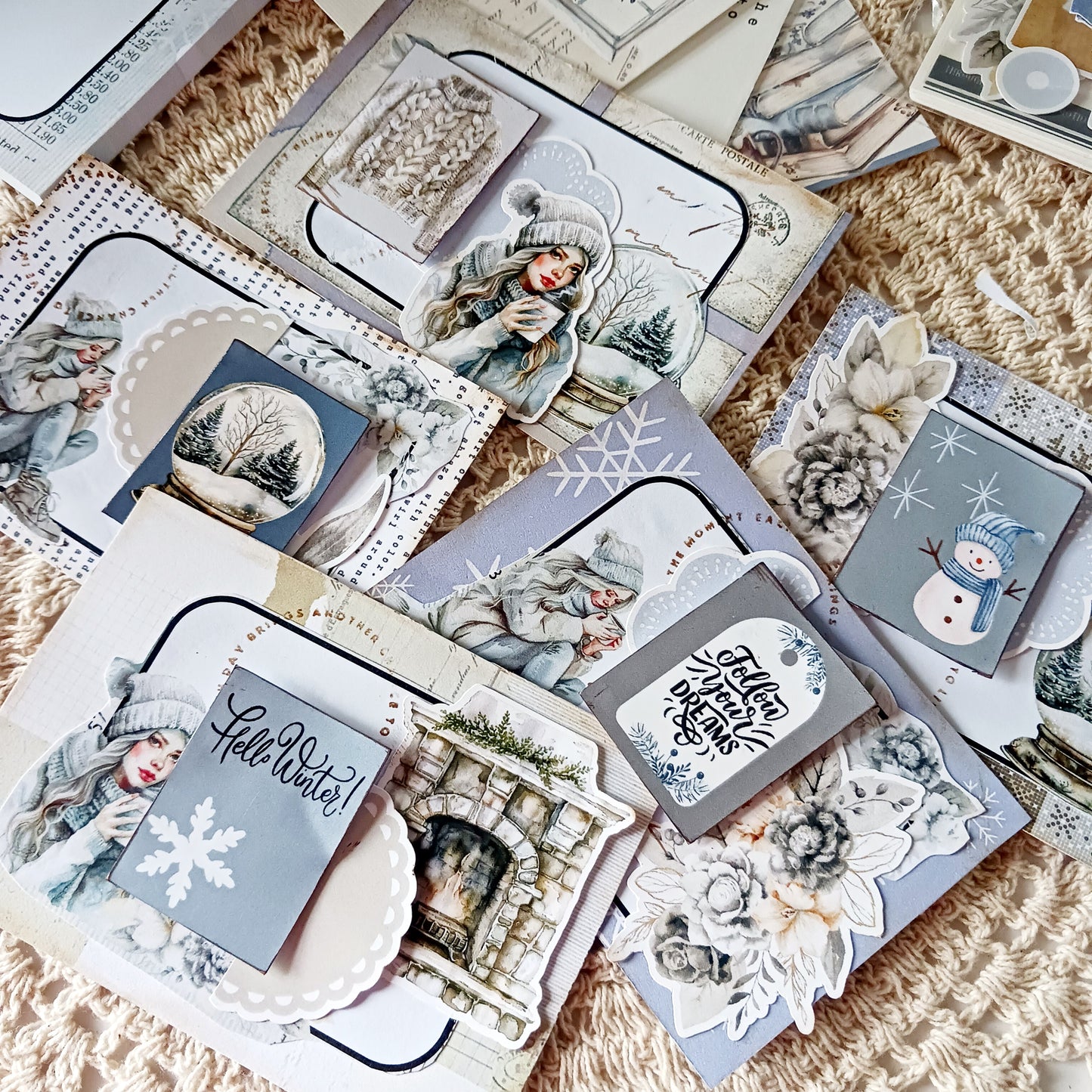Ephemera Journal cards - Frosted Whispers